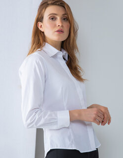 Ladies` Long Sleeved Pinpoint Oxford Shirt, Henbury H551 // W551
